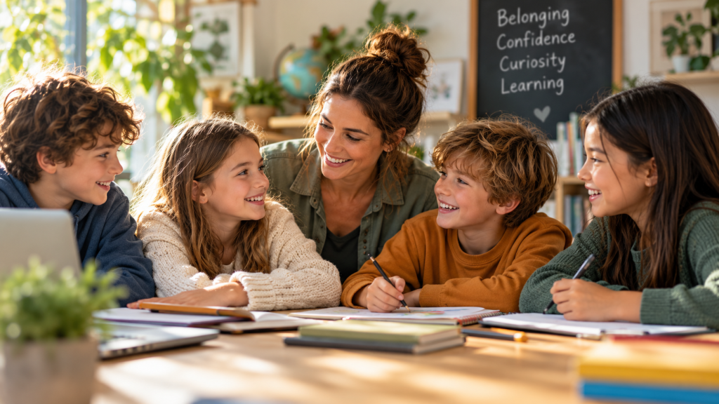 Children learning together in a safe and supportive homeschool environment